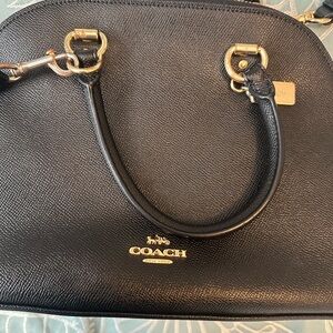 Coach Black Dome Satchel with Gold Hardware